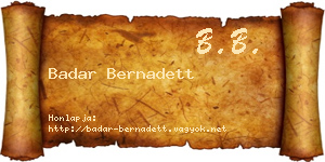 Badar Bernadett névjegykártya